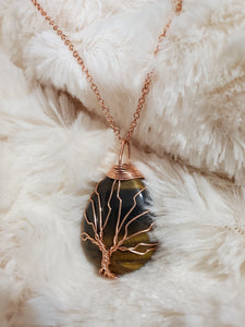 Tear drop Tree of Life pendant necklace
